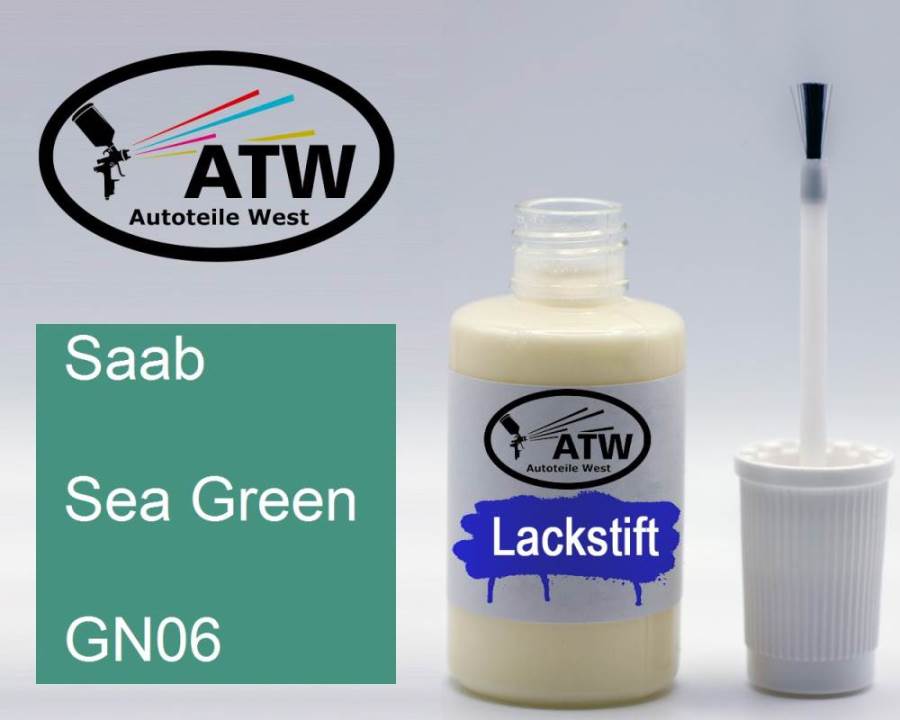 Saab, Sea Green, GN06: 20ml Lackstift, von ATW Autoteile West.